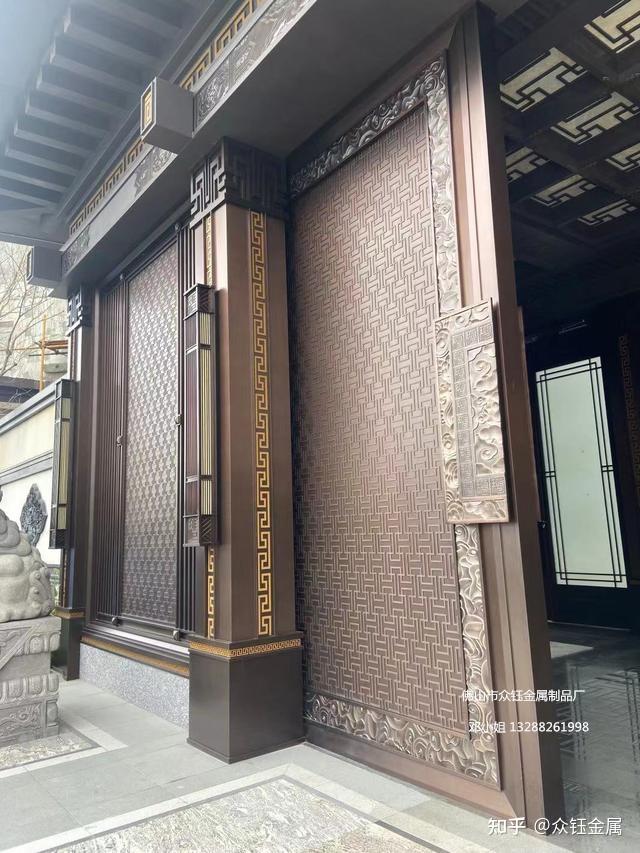 新中式定制不锈钢大型门楼户外景区装饰大门庭院公园小区屋檐