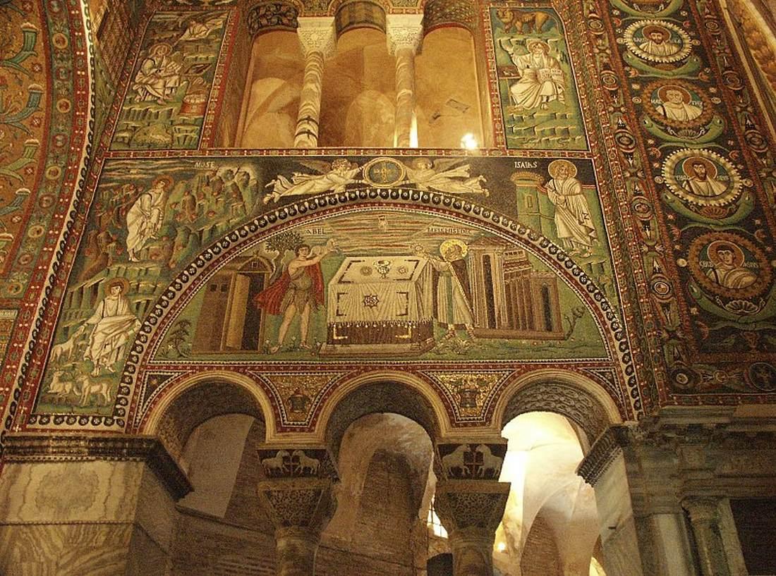 世界文化遗产:拉文纳古迹中的马赛克:圣维塔莱教堂,约540年(查士丁尼