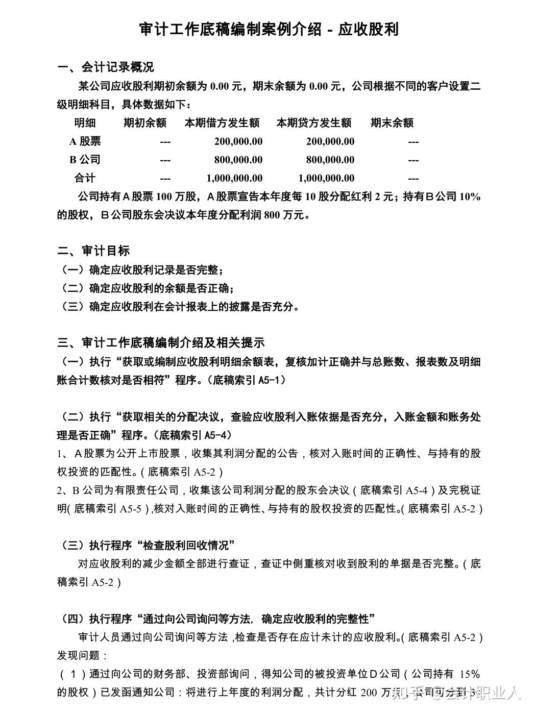四大审计事务所、专业底稿模板（包含编写方法与技巧）可修改编辑 - 知乎