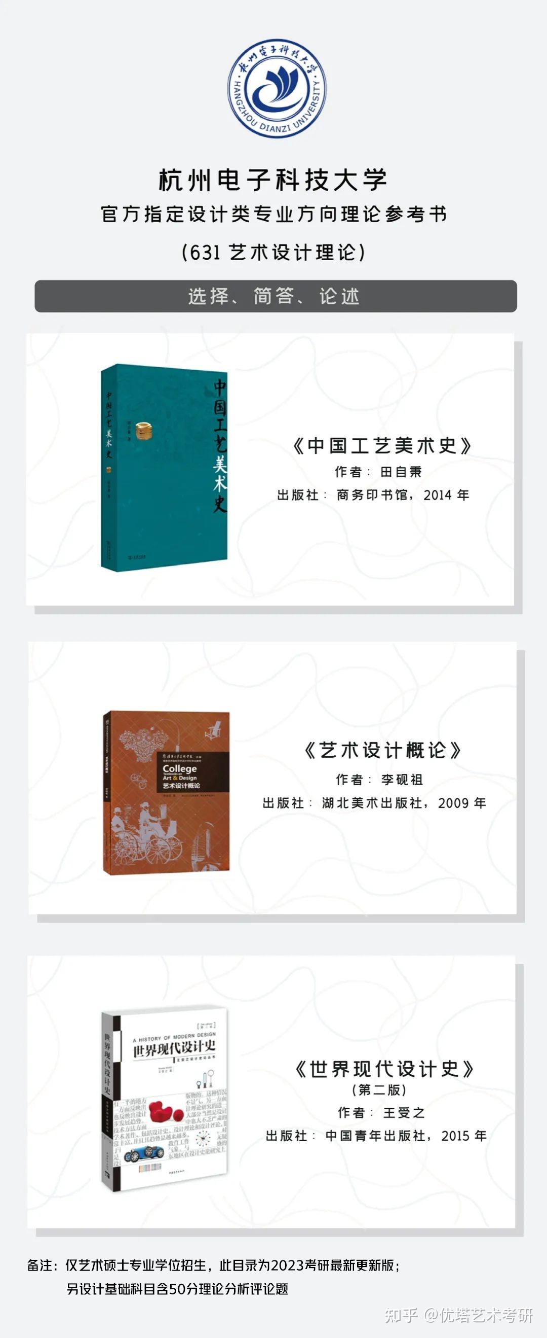 2023年浙江设计类考研专业理论科目参考书合集 - 知乎
