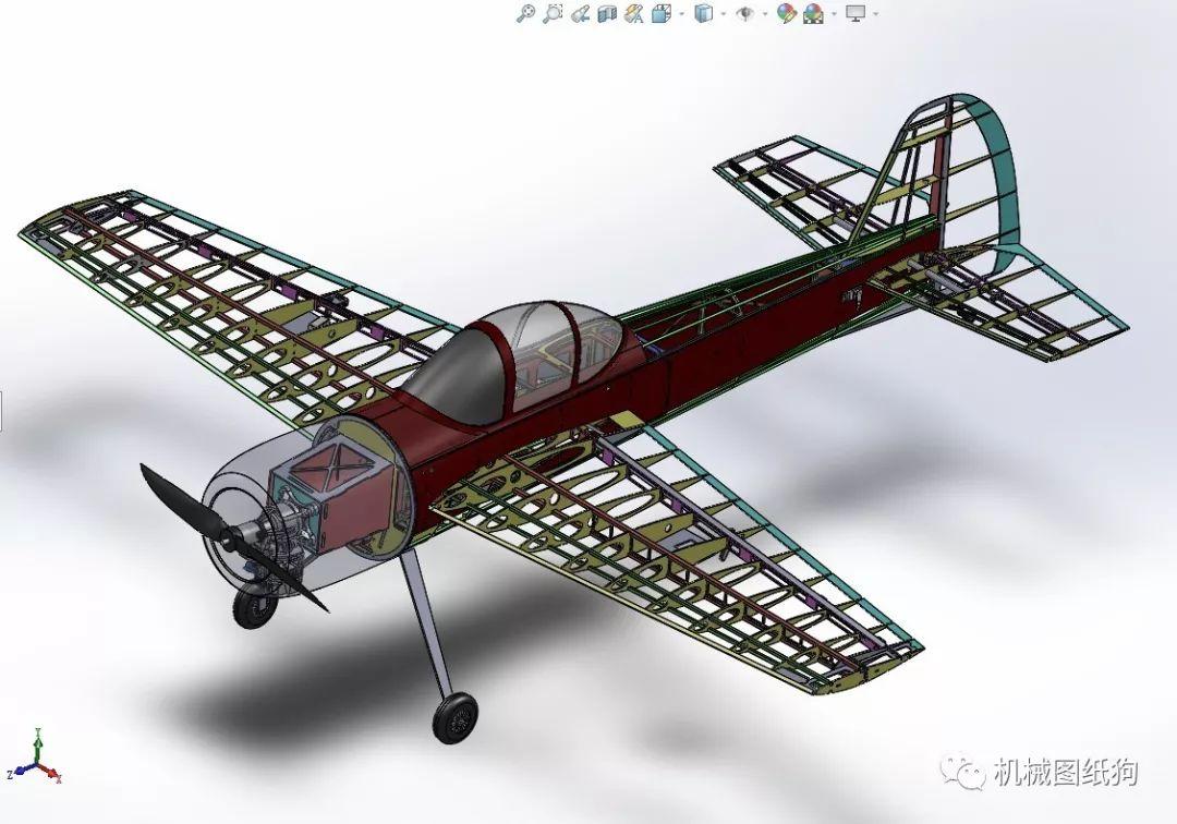 飛行模型yak55特技飛機油動航模3d圖紙solidworks設計