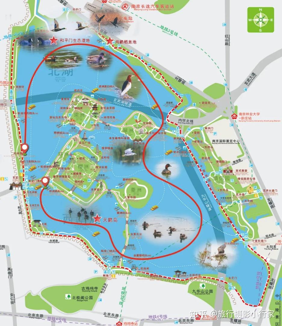 园——翠洲——梁洲——南京站——和平门生态岛——湖田轩——后湖印