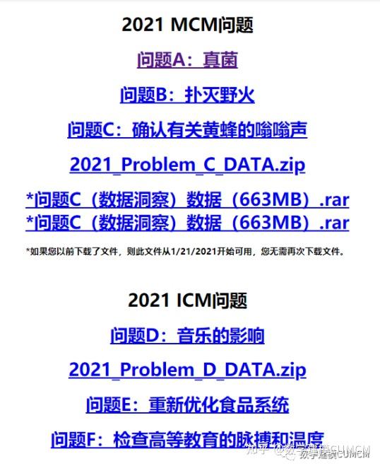 【A英文版+中文版】2021年美国大学生数学建模赛题发布！！！ - 知乎