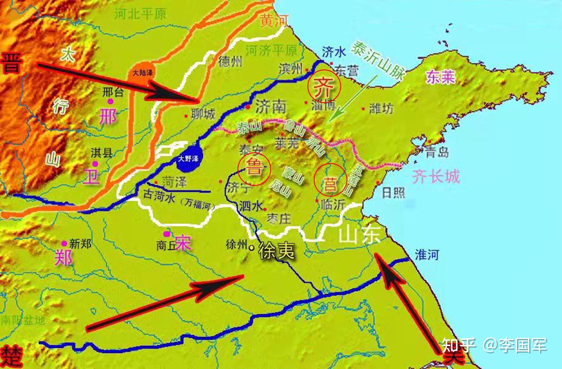 鲁国的首都,是鲁中南山地丘陵西南坡的曲阜,而莒国的首都,在鲁中南