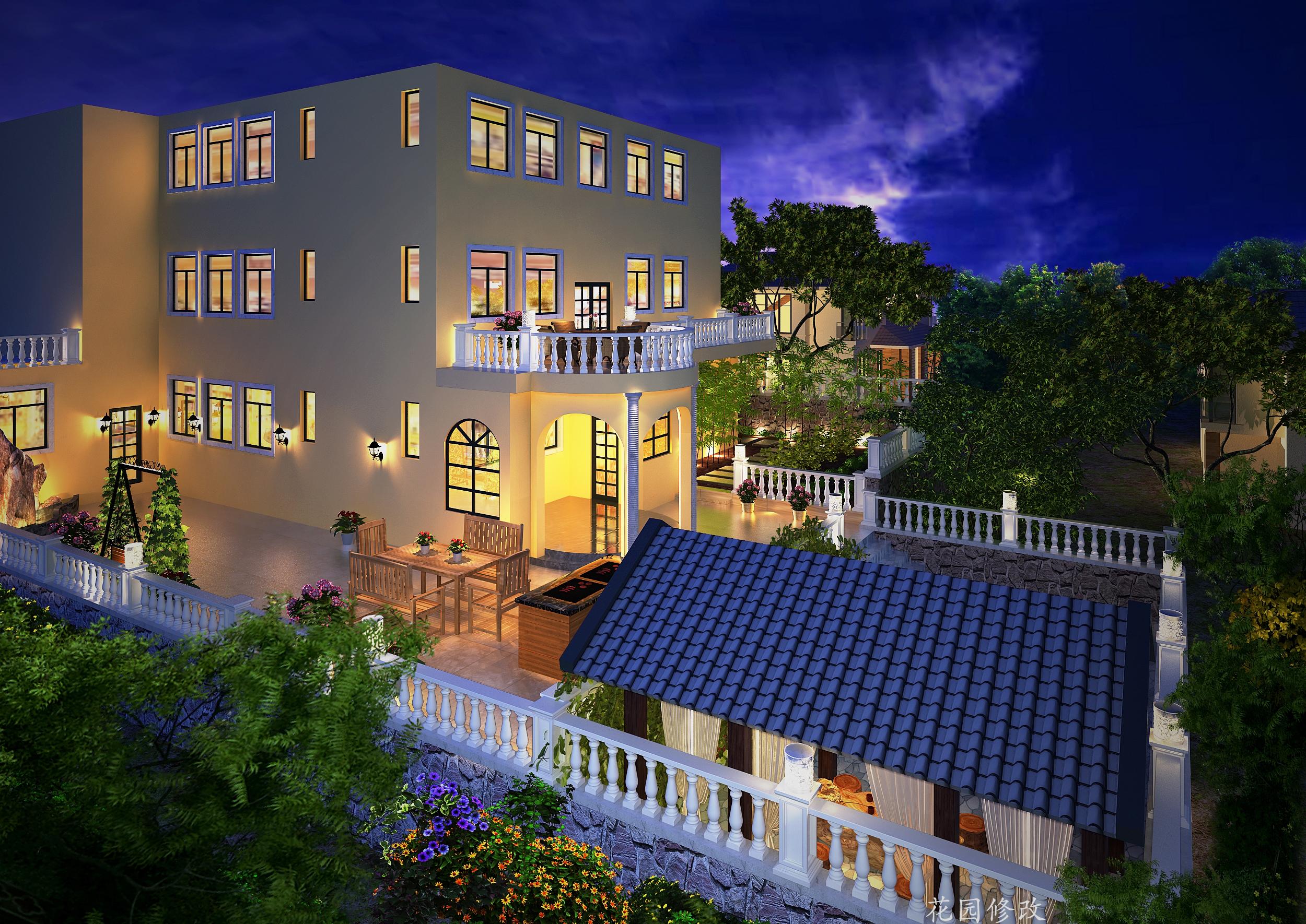 别墅效果图复古中式风格大方清雅温润奢华