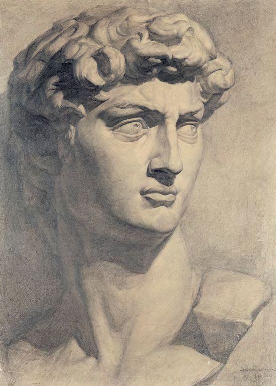 素描入门  石膏大卫头像的画法步骤分析