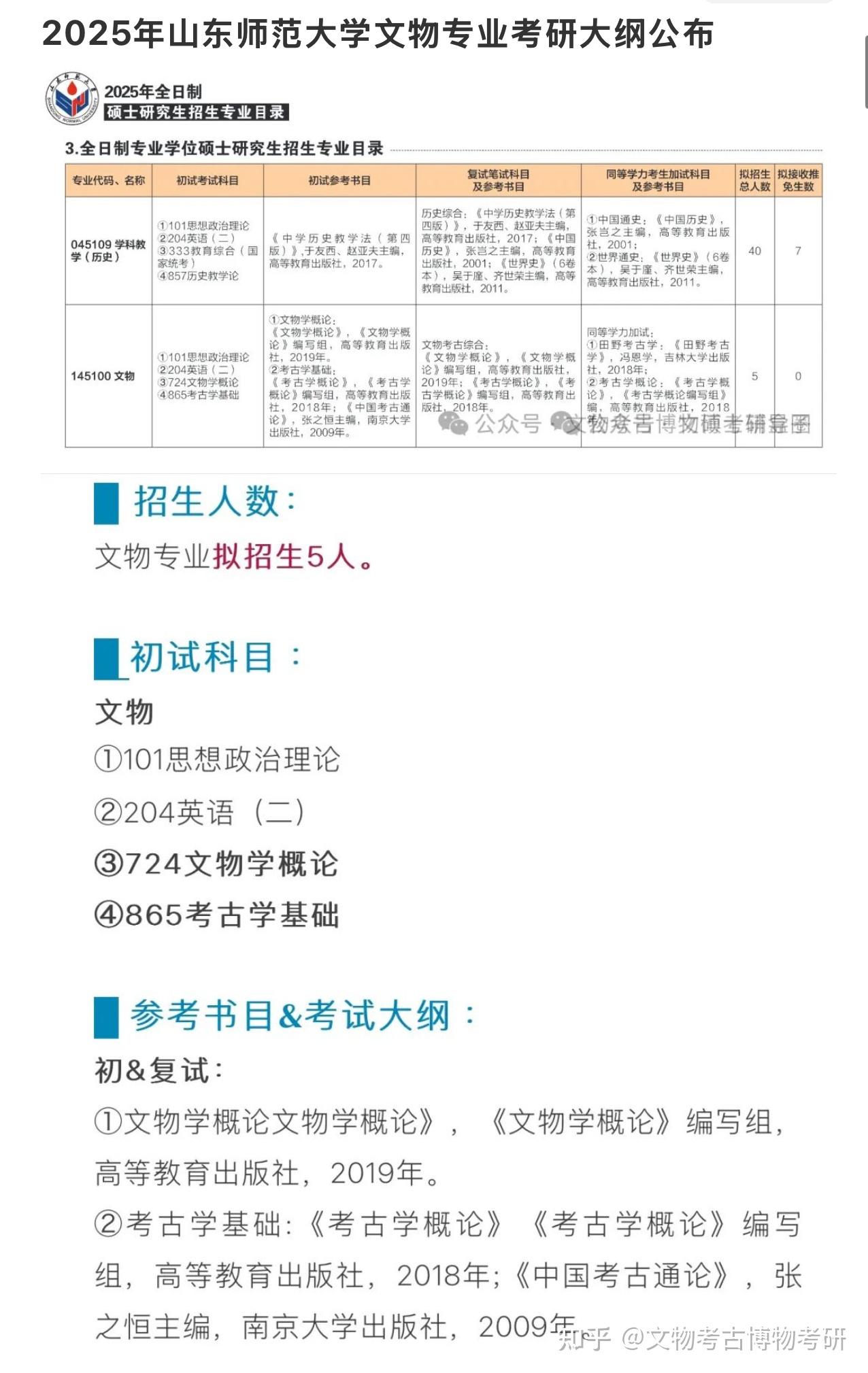 2025年山东师范大学第一年招文物考研硕士