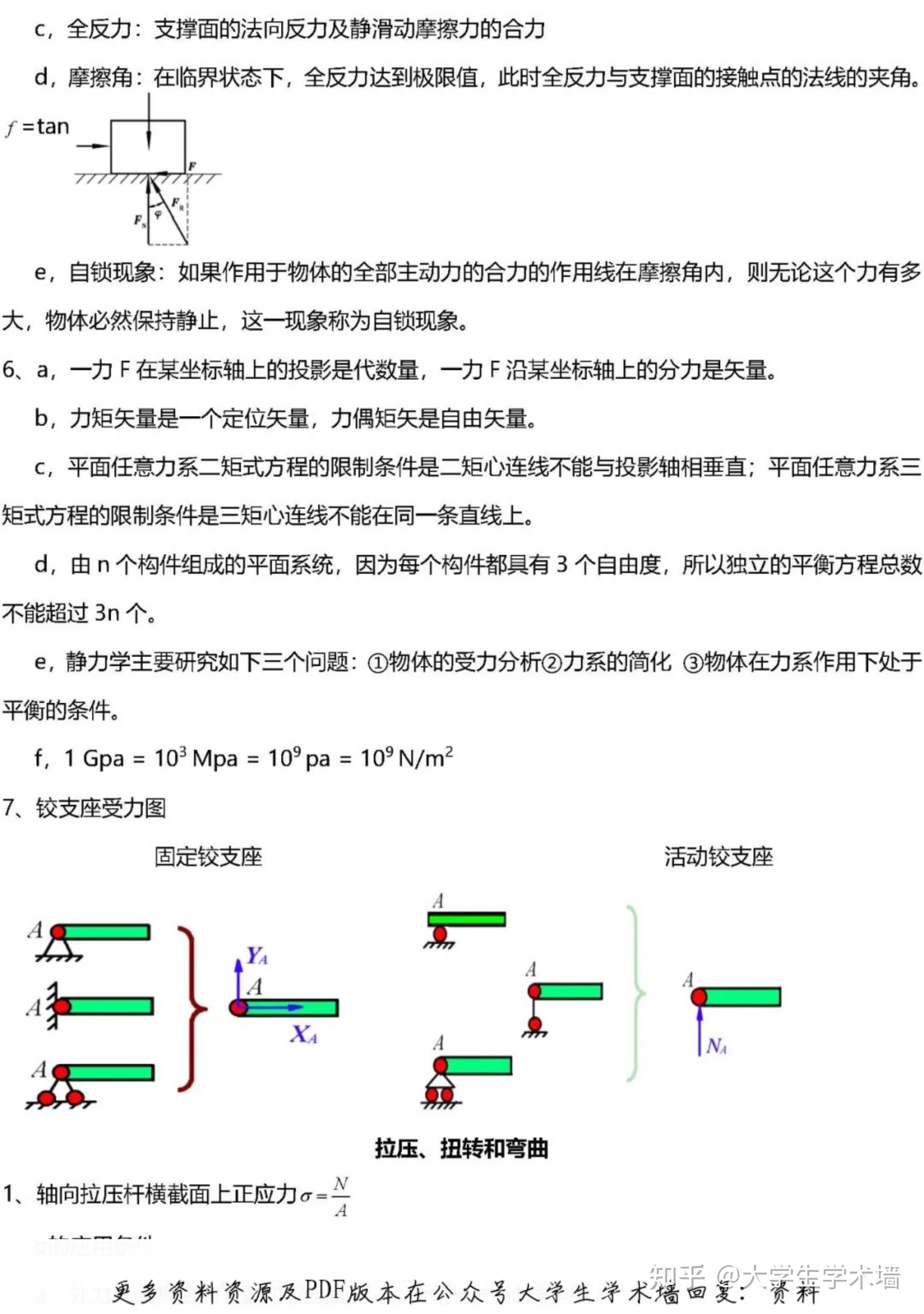 工程力学考试知识点复习资料笔记题库学习重点总结