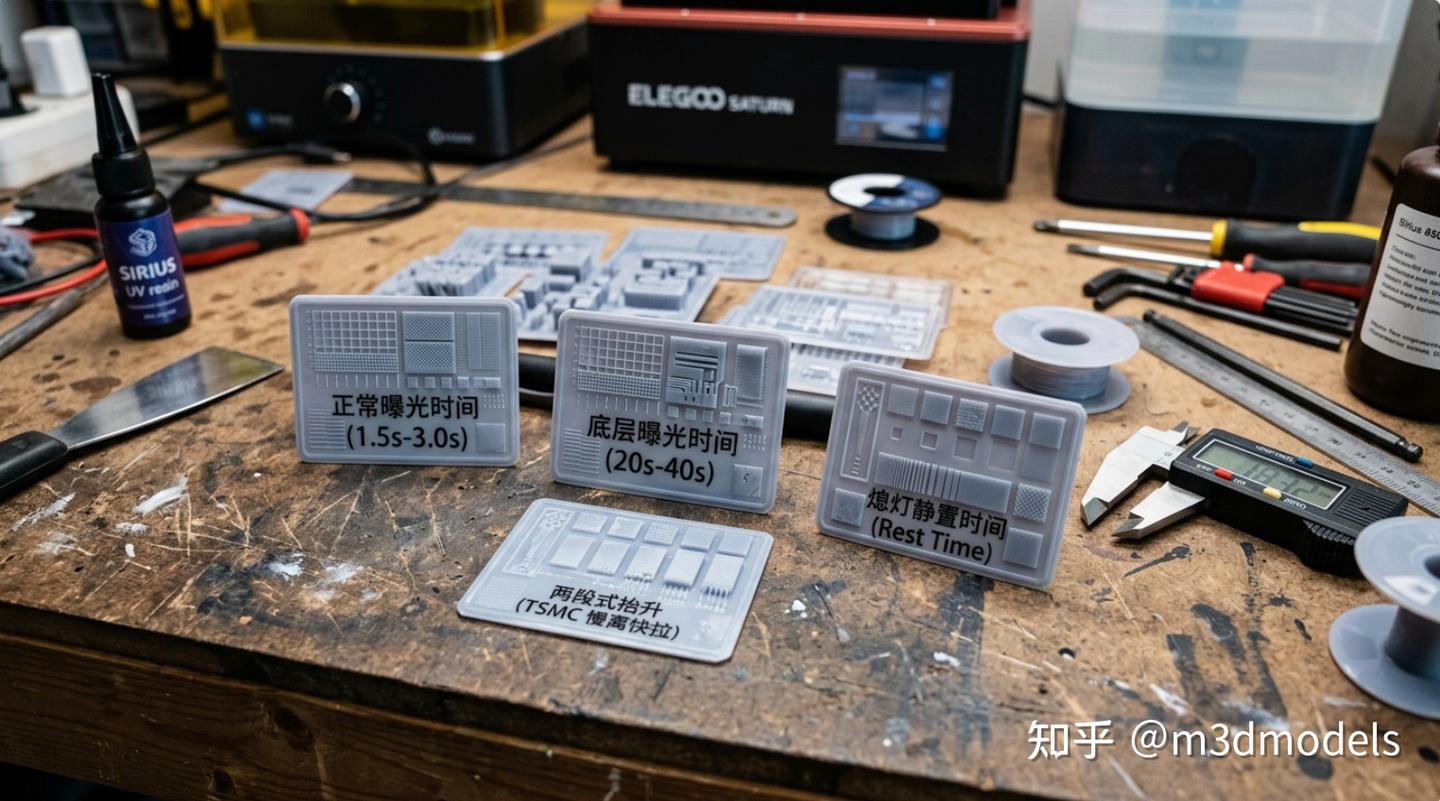 拒绝掉盘与细节丧失!LCD/SLA 光固化曝光测试与核心切片参数详解