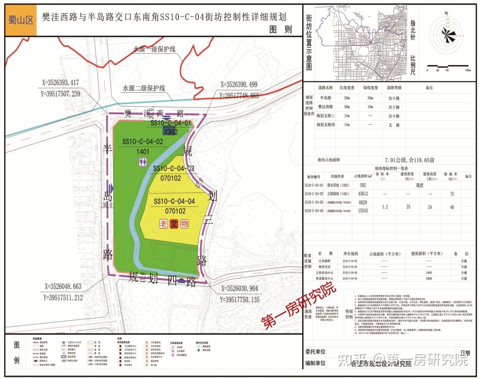 本街坊位于蜀山区中部,大铺头片区,规划用地性质主要为排水用地,公园