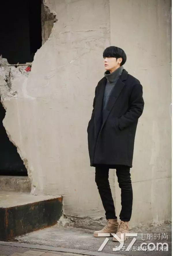 大学生男生黑色毛呢大衣怎么内搭?
