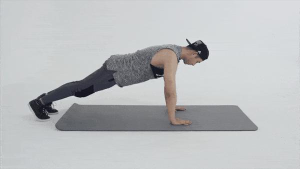 中立卧撑原地高抬腿蛙跳平板支撑原地蹲跳起部分动作示意(每天15~20