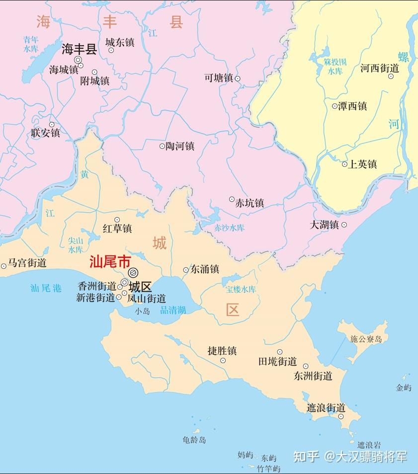 图文解读汕尾市行政和地理(含4个县区2023年高清地图) - 知乎