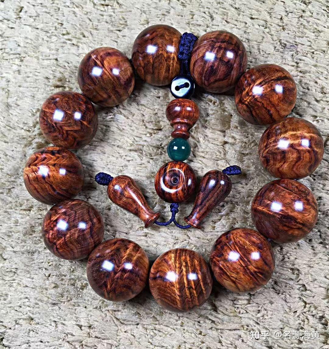 海南黄花梨野生老料满凤尾水波纹20手串