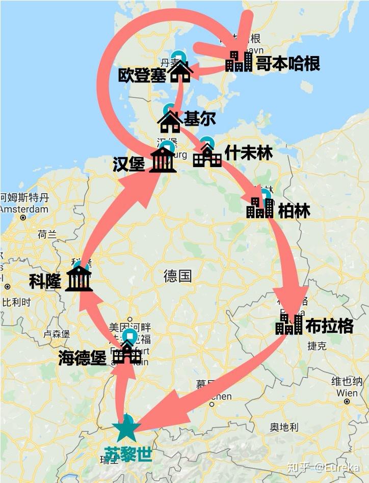 苏黎世这个路线基本上是绕德国玩一圈,有些地方比如纽伦堡,雷根斯堡