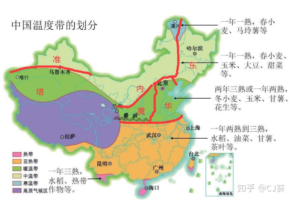 這裡又可以加入四大地理單元的分界線(或者氣候分界線),並把12個地形