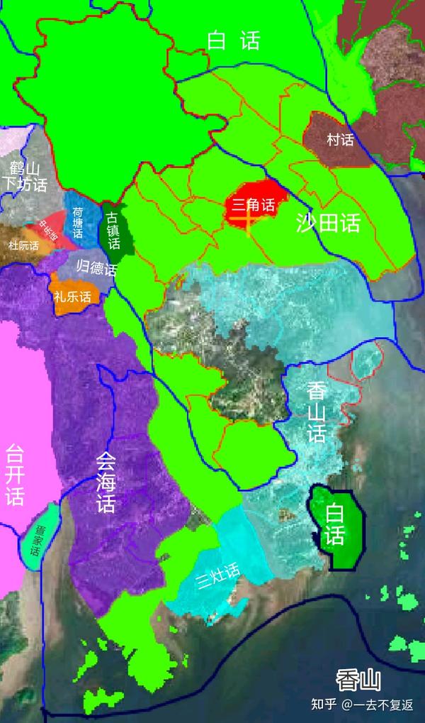 岭南粤语方言土语分布图 知乎
