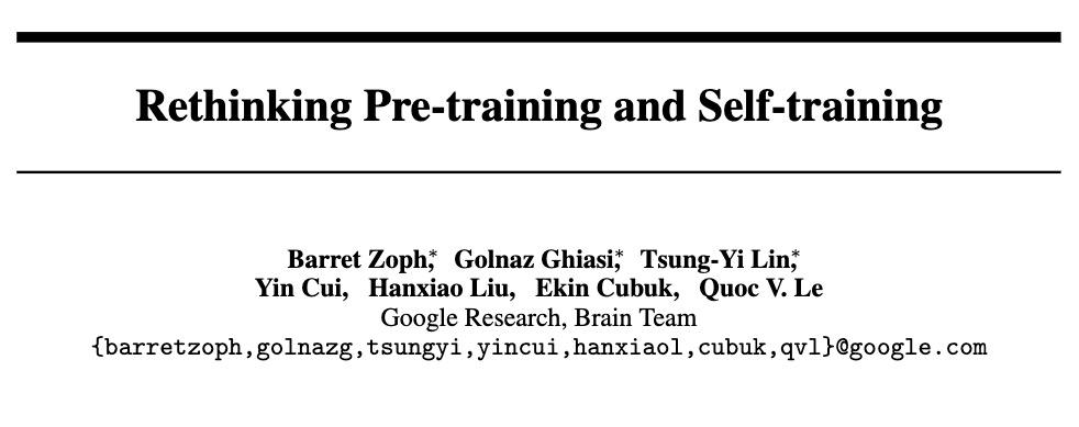 论文阅读 Rethinking Pre-training and Self-training