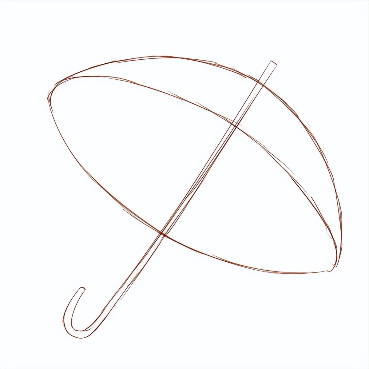 我们先画一个粗略的草图,看看我们应该画什么样的雨伞