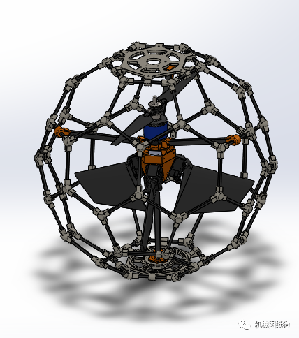 【飞行模型】球形单旋翼无人机3d图纸 solidworks设计