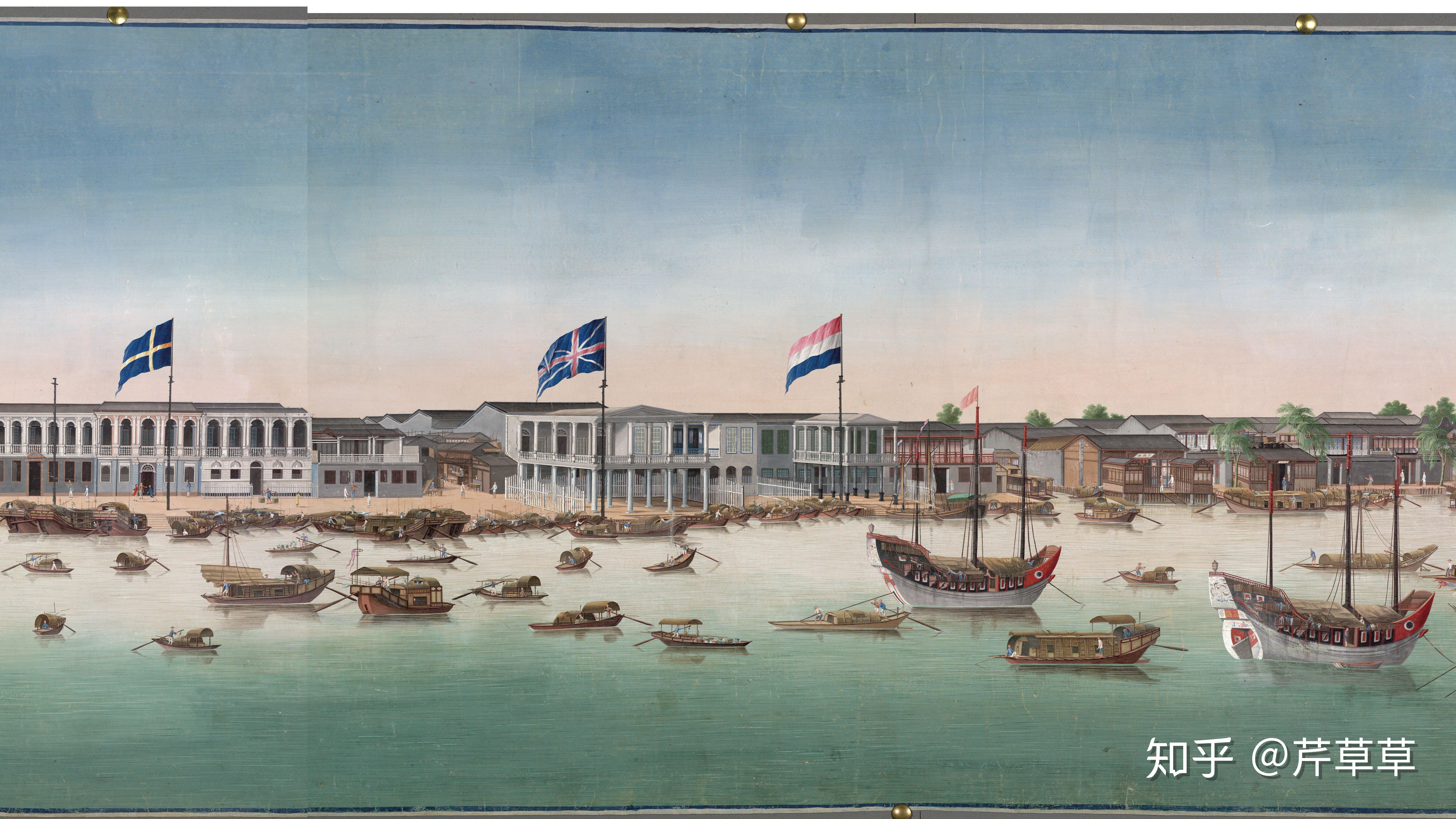 清末广州珠江滩景半殖民地的通商口岸