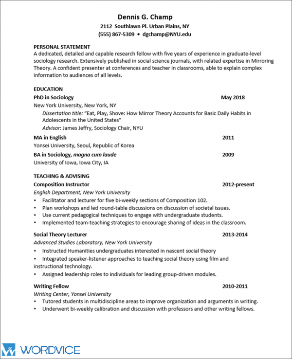 Academic CV academic-cv