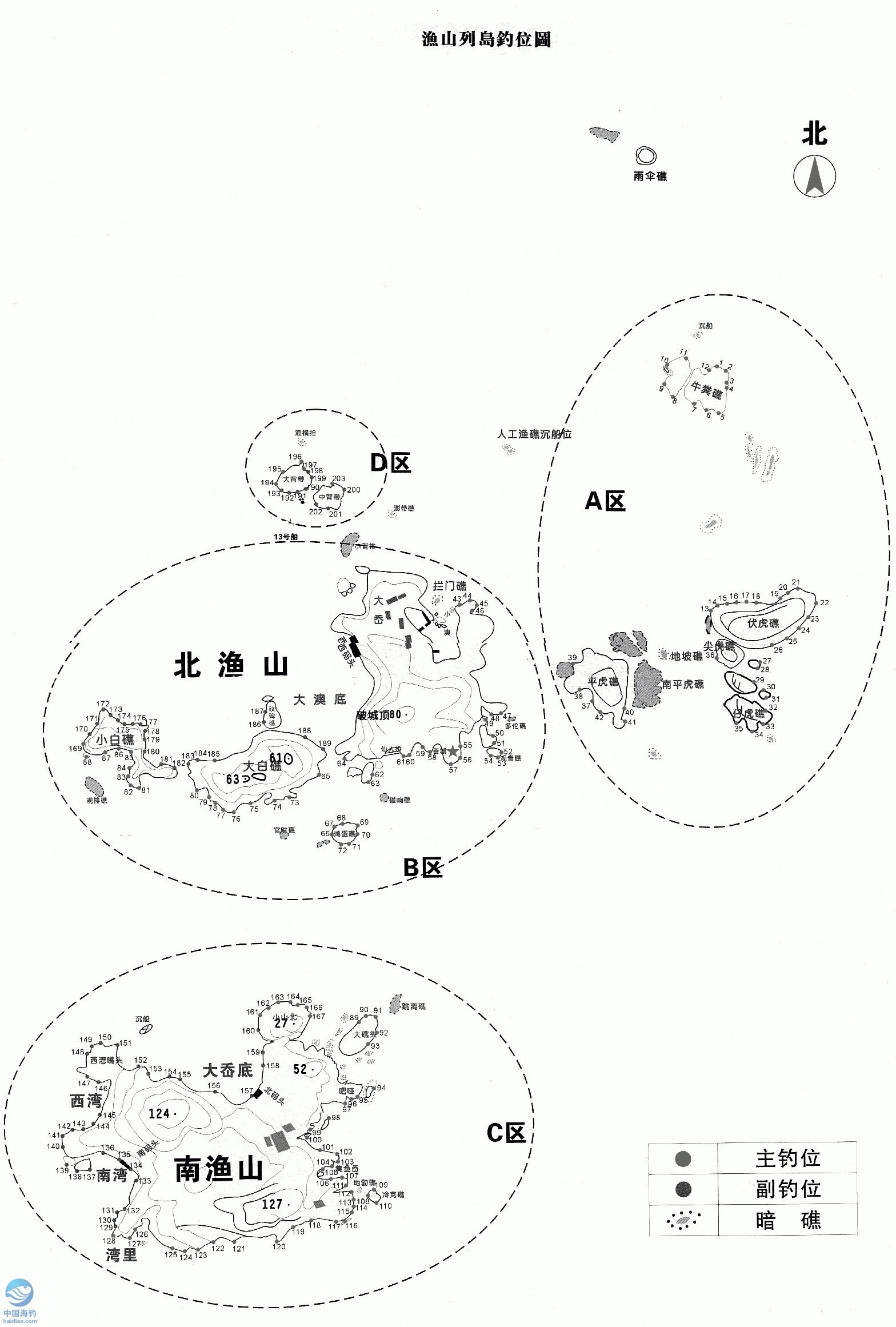 渔山钓位图图片