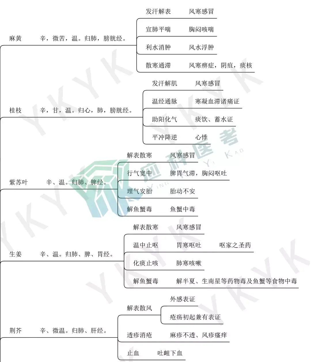 发散风寒药思维导图图片