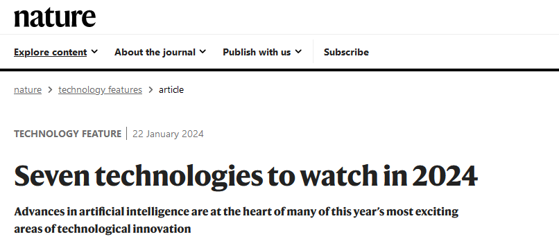 Nature发布2024年值得关注的七大技术，中国科学家成果首次入选！ - 知乎