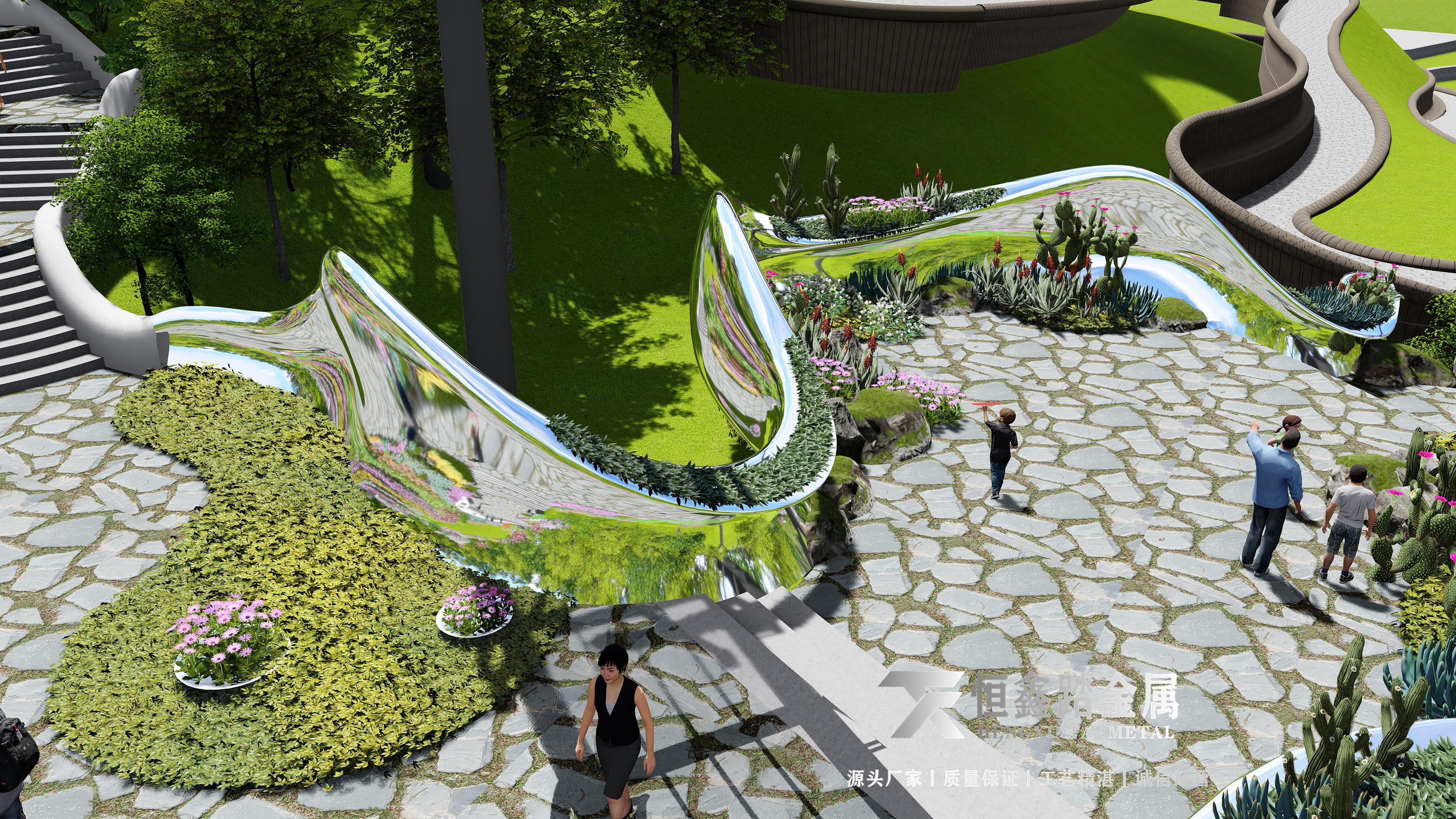 镜面不锈钢山峦景墙不锈钢假山造型景墙公园景区特色景墙有何寓意