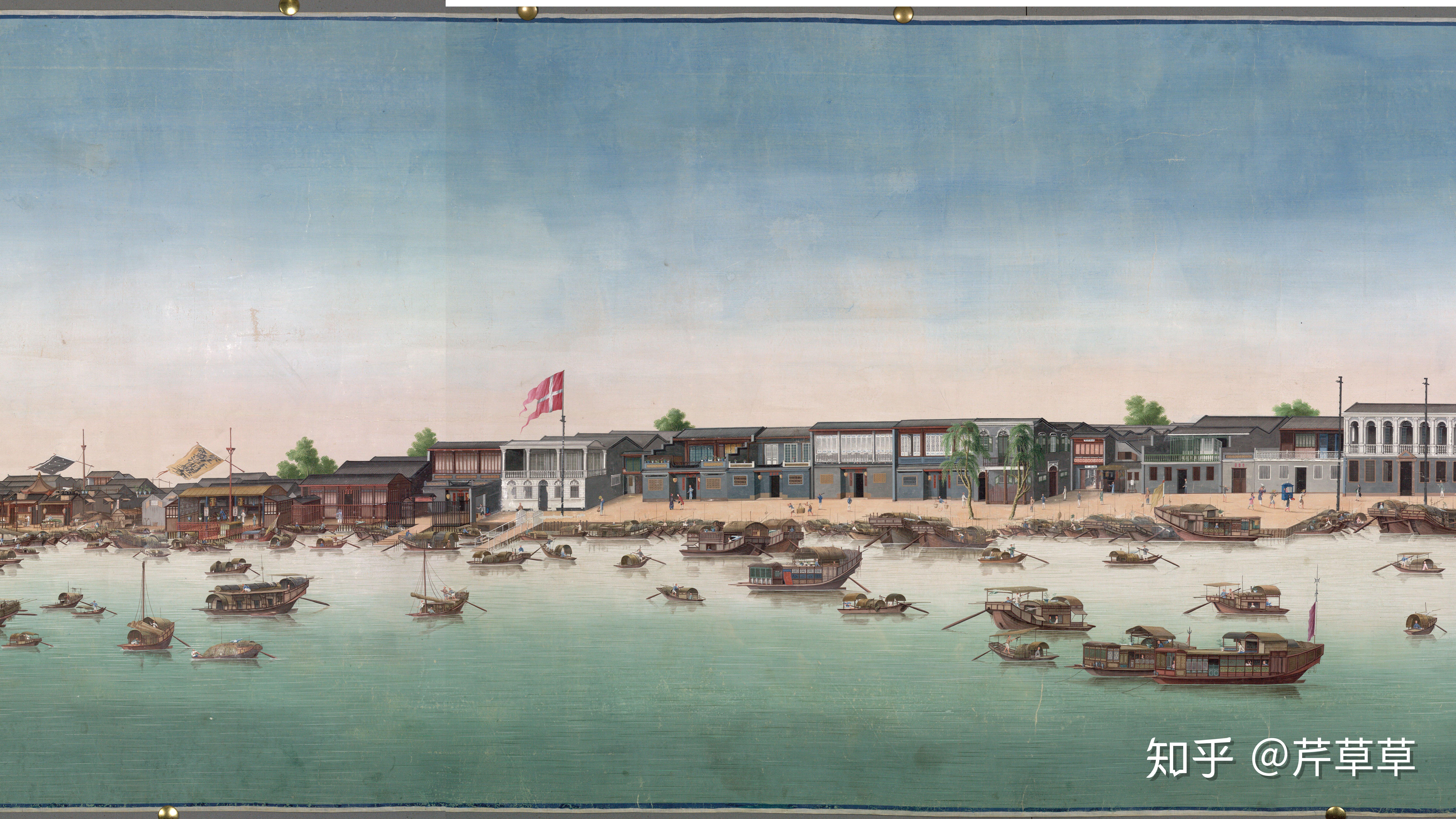 清末广州珠江滩景,半殖民地的"通商口岸"!