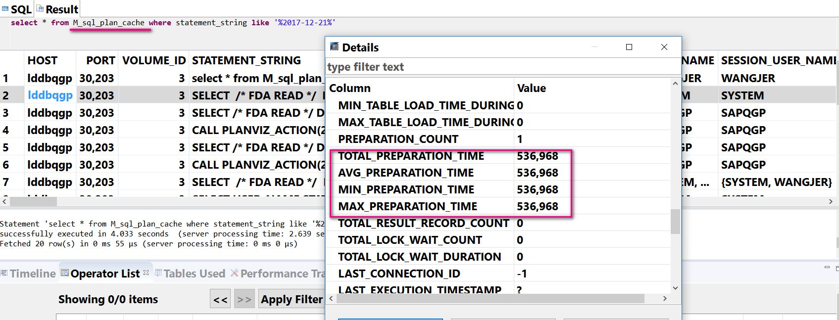 Sap abap sql execution plan cache 