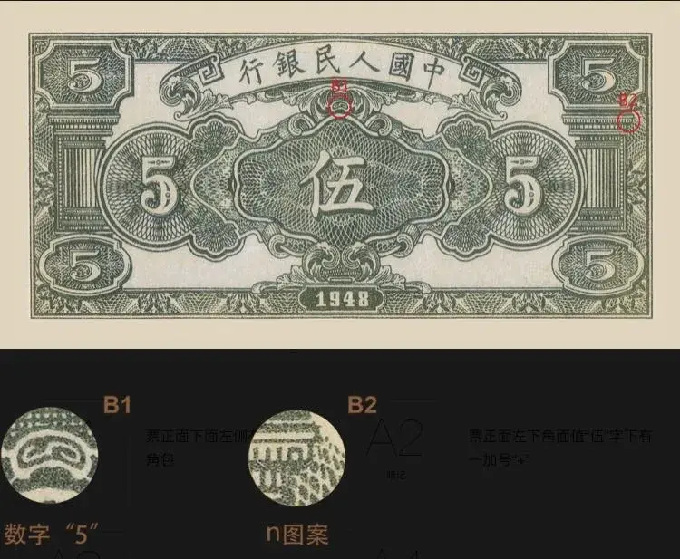 第一套人民币暗记图示图片