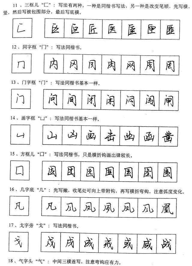 硬笔行书基本笔画