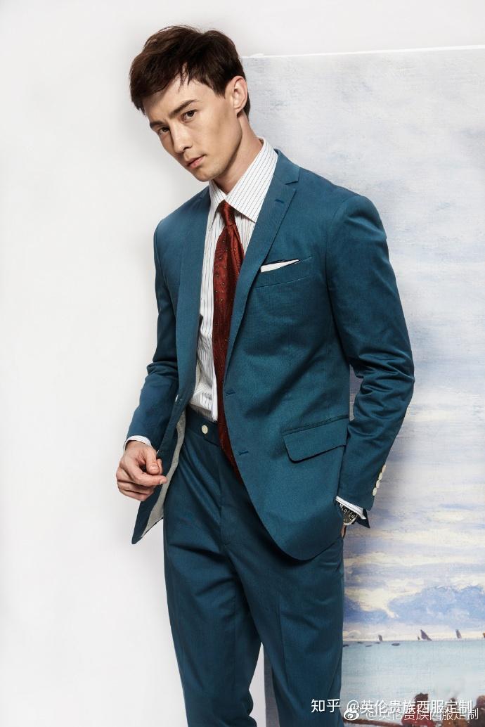 英伦贵族の你的衣橱情人孔雀绿休闲西装