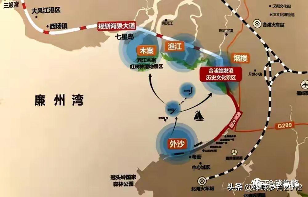 北海市規劃將廉州灣打造成為跨世紀的現代化城市新區,未來廉州灣新區