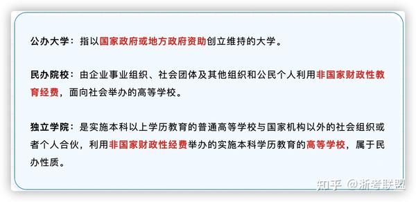 大学、学院、独立学院、民办如何区分？ 知乎