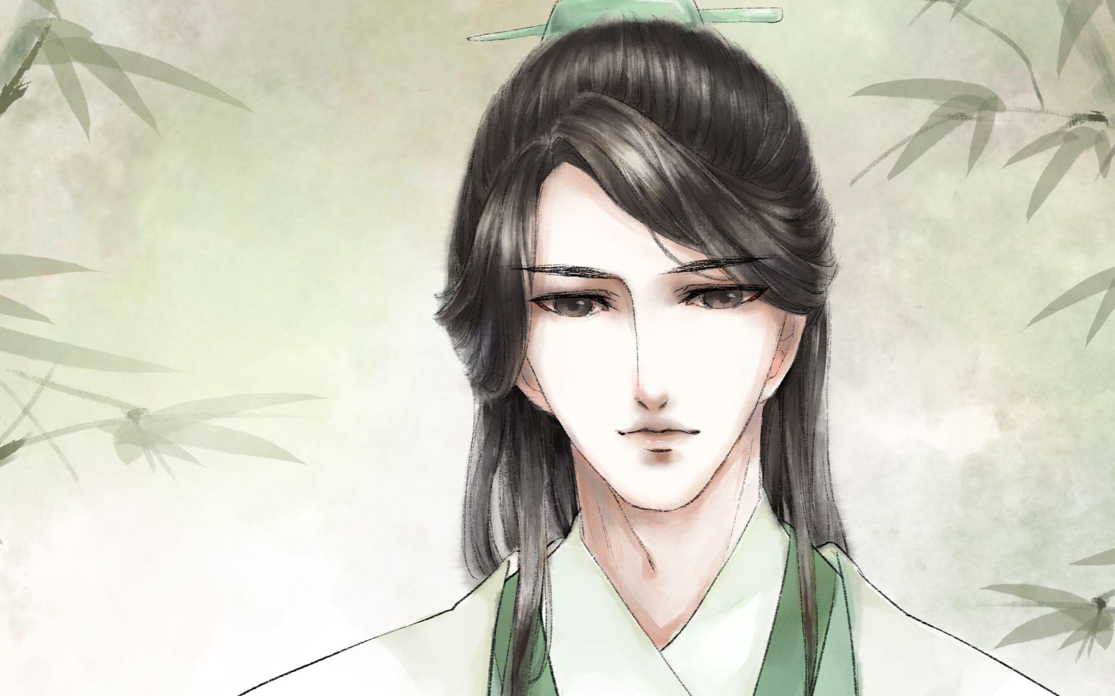 另一个身着白色云纹蓝袍手持轻扇的年轻男子则肆意地躺在亭中特意摆放