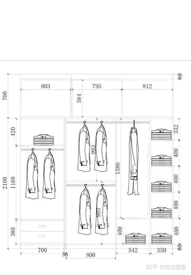 衣柜装修设计尺寸图全是黄金布局尺寸呦