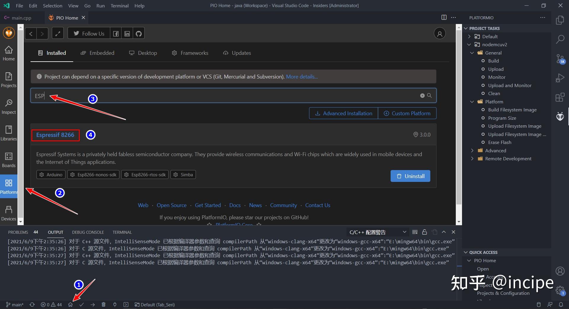Vscode platformio esp8266 