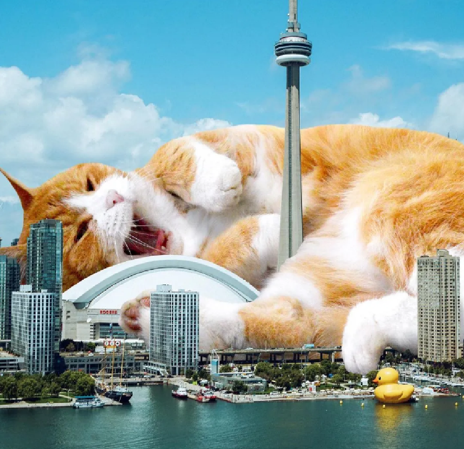如果小猫咪变得像哥斯拉一样大会怎么样