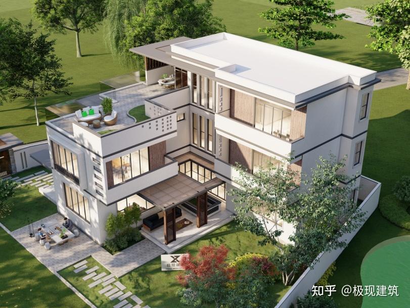 广东三层L型现代风自建别墅设计图 - 知乎