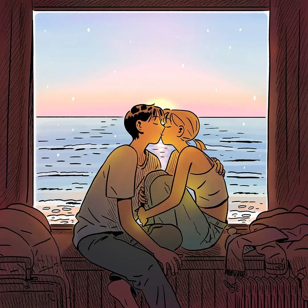 是一名来自韩国的插画家他用插画记录了和女友的恋爱日常.