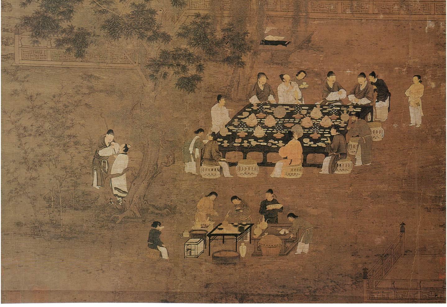 宋代饮茶为点茶法,先将茶末放入茶瓯,再用茶瓶将少许沸水注入茶瓯,茶