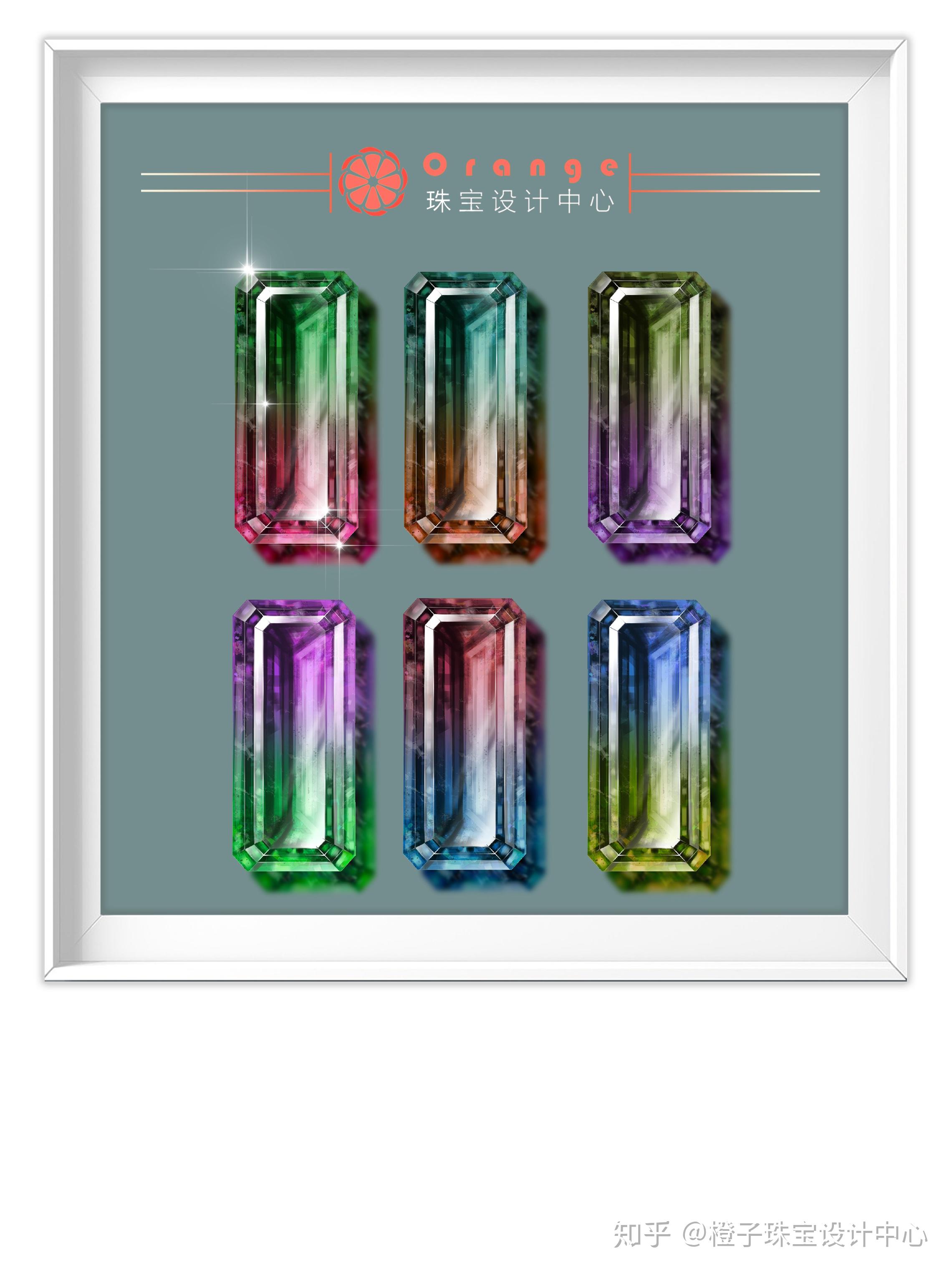 宝石板绘双色碧玺含教学绘制视频