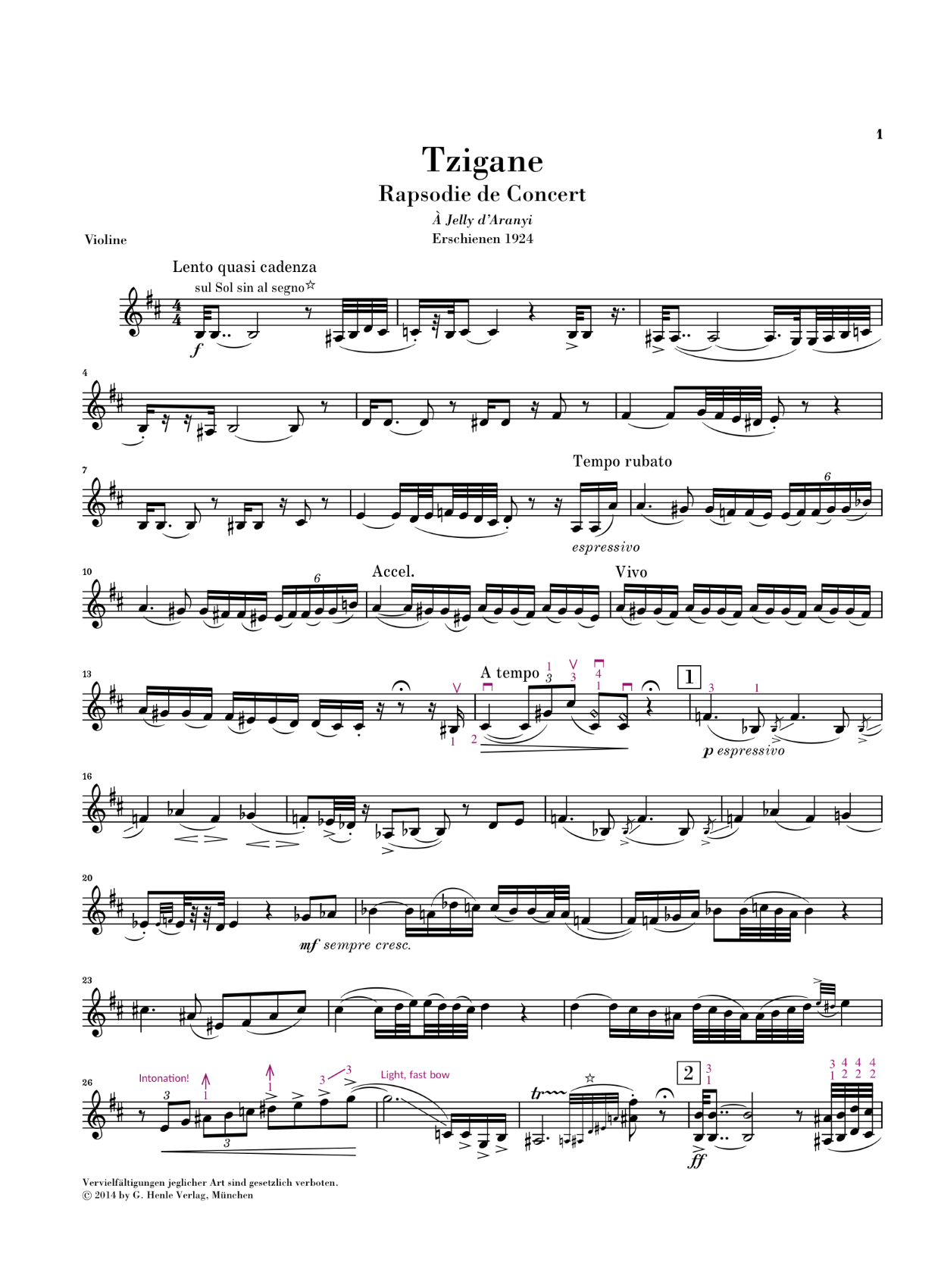 拉威尔茨冈solo片段注释