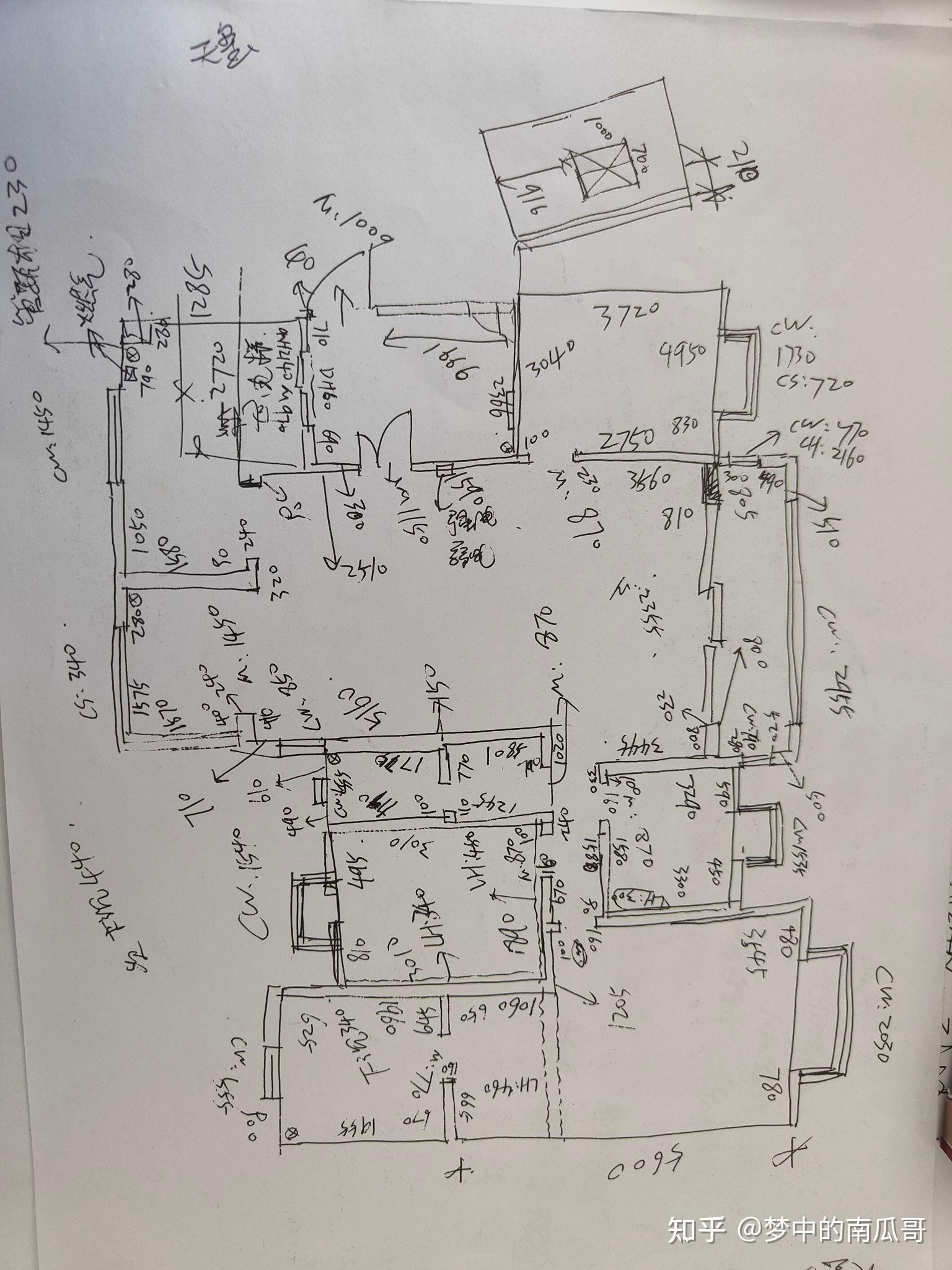 画户型,量尺寸现场沟通想法,记录尺寸量房注意事项,细节要量清楚,不要