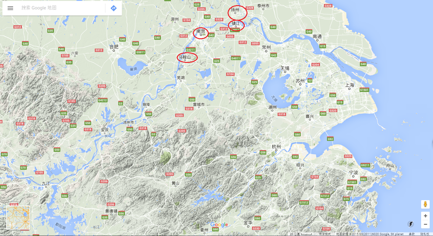 中国几个古都的地形四南京