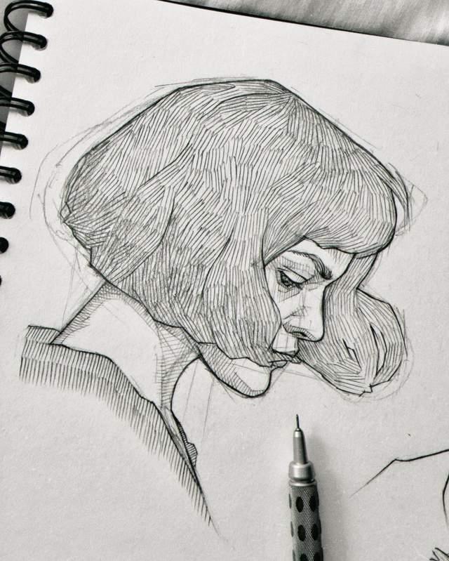 这种排线的素描画风,看得真舒服