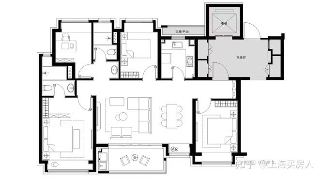 户型图曝光!普陀·内中内「招商·苏河玺」建面约105-160㎡3-4房!售楼处即将开放! - 知乎